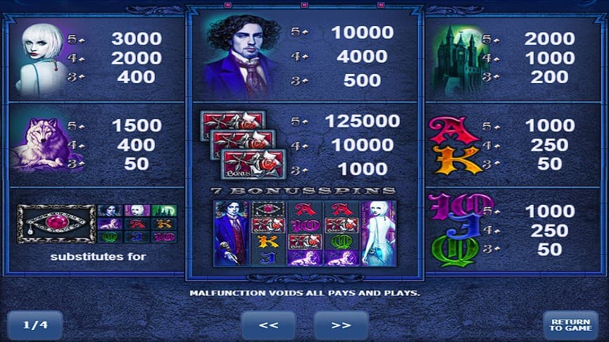 Play Vampires Slot machine at Frank Casino online